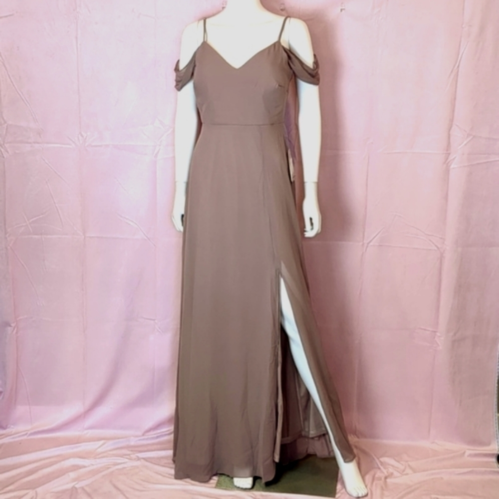 Birdy Grey Devin Dress in Dark Mauve with Removable Ruffle Sleeves size Medium